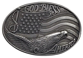 God Bless America Eagle oval eagle buckle